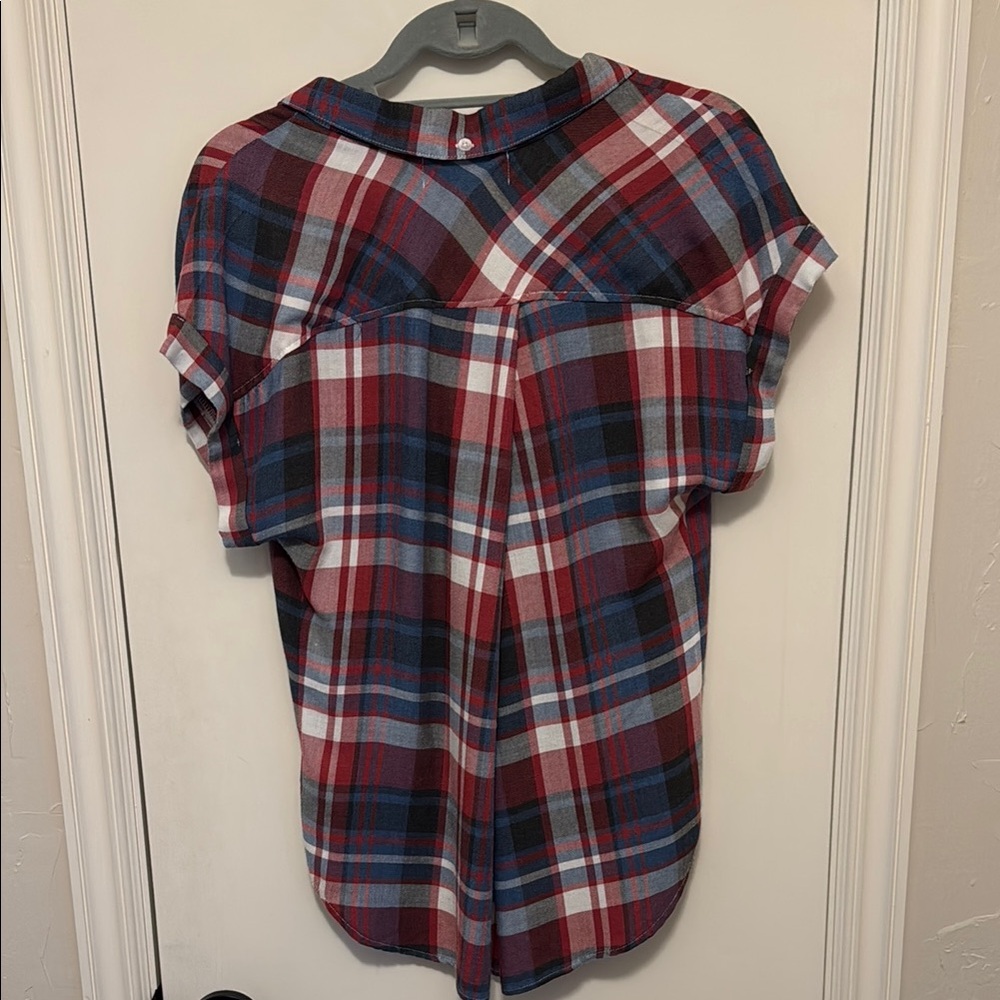 Cloth & Stone Red, White, & Blue Plaid Button-up Top - Picture 3 of 4